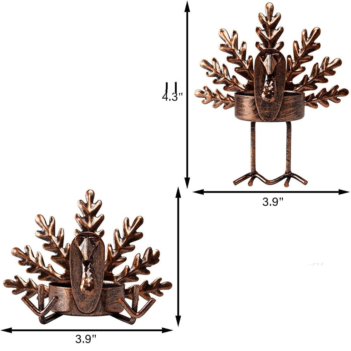 Retro Metal Turkey Candlestick Thanksgiving Desktop Decoration Tea Light Candle Holder Festival Party Decor Candlestick