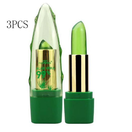 Gel de Aloe Vera que cambia de Color lápiz labial brillo hidratante antisecado desalinización cuidado de labios de grano fino