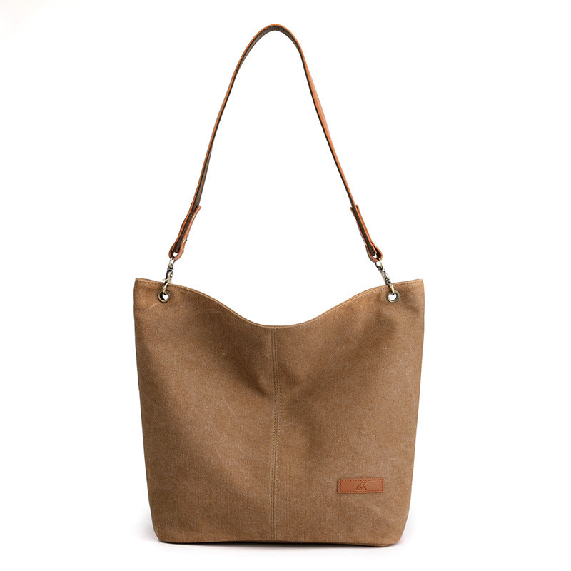 Bolso de hombro de lona informal a la moda para mujer de gran capacidad