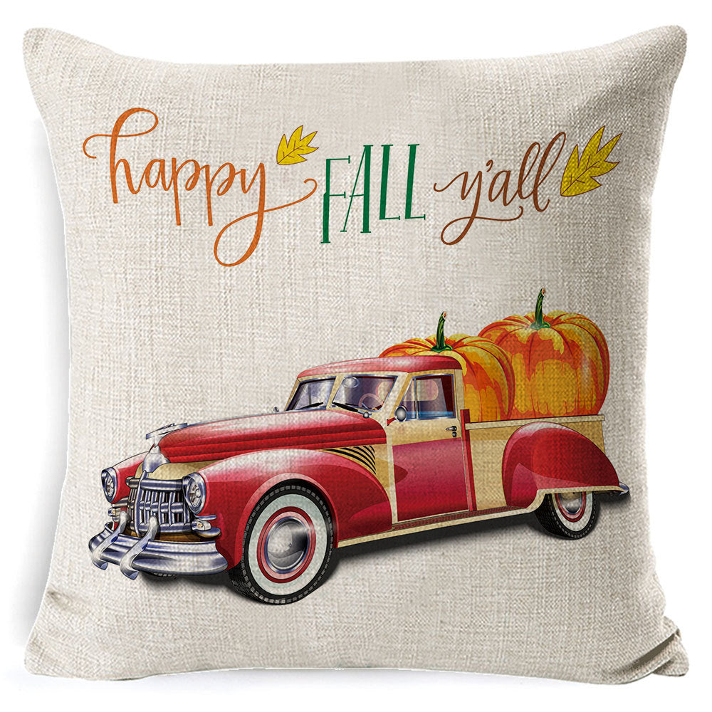 Thanksgiving pumpkin car sofa pillow