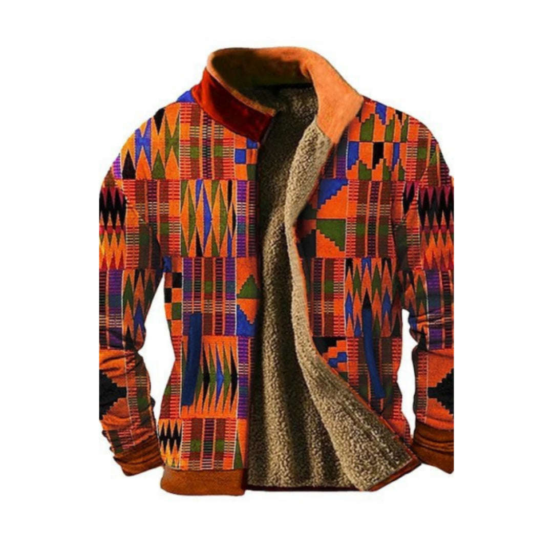 Chaqueta casual con estampado de patchwork de otoño e invierno con estampado 3d para hombres