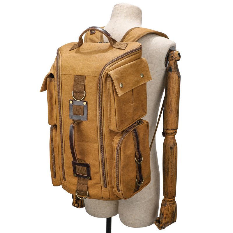 Men's Outdoor Leisure Waterproof Large Capacity Canvas Vintage Backpack