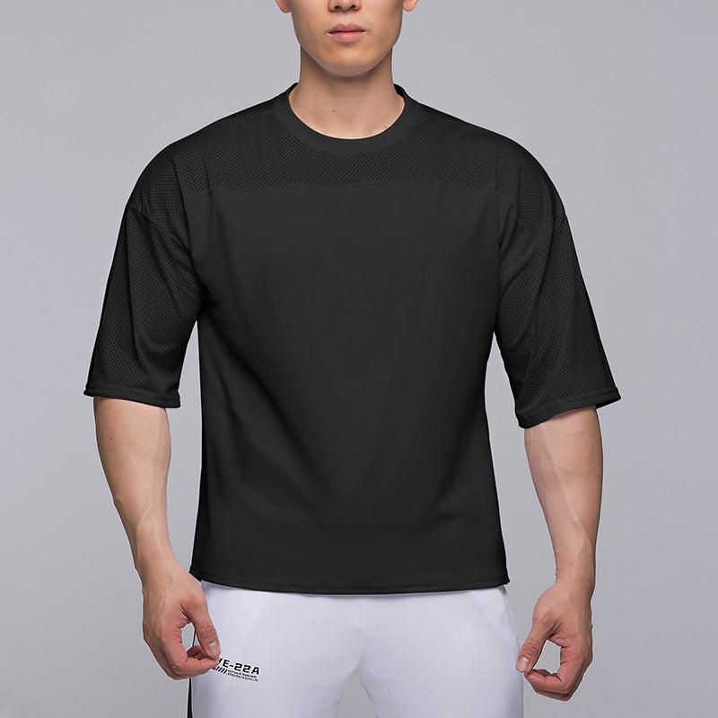 Camiseta cómoda y transpirable de tela de malla de manga corta para hombre, tabla ligera de talla grande, deportes y ocio