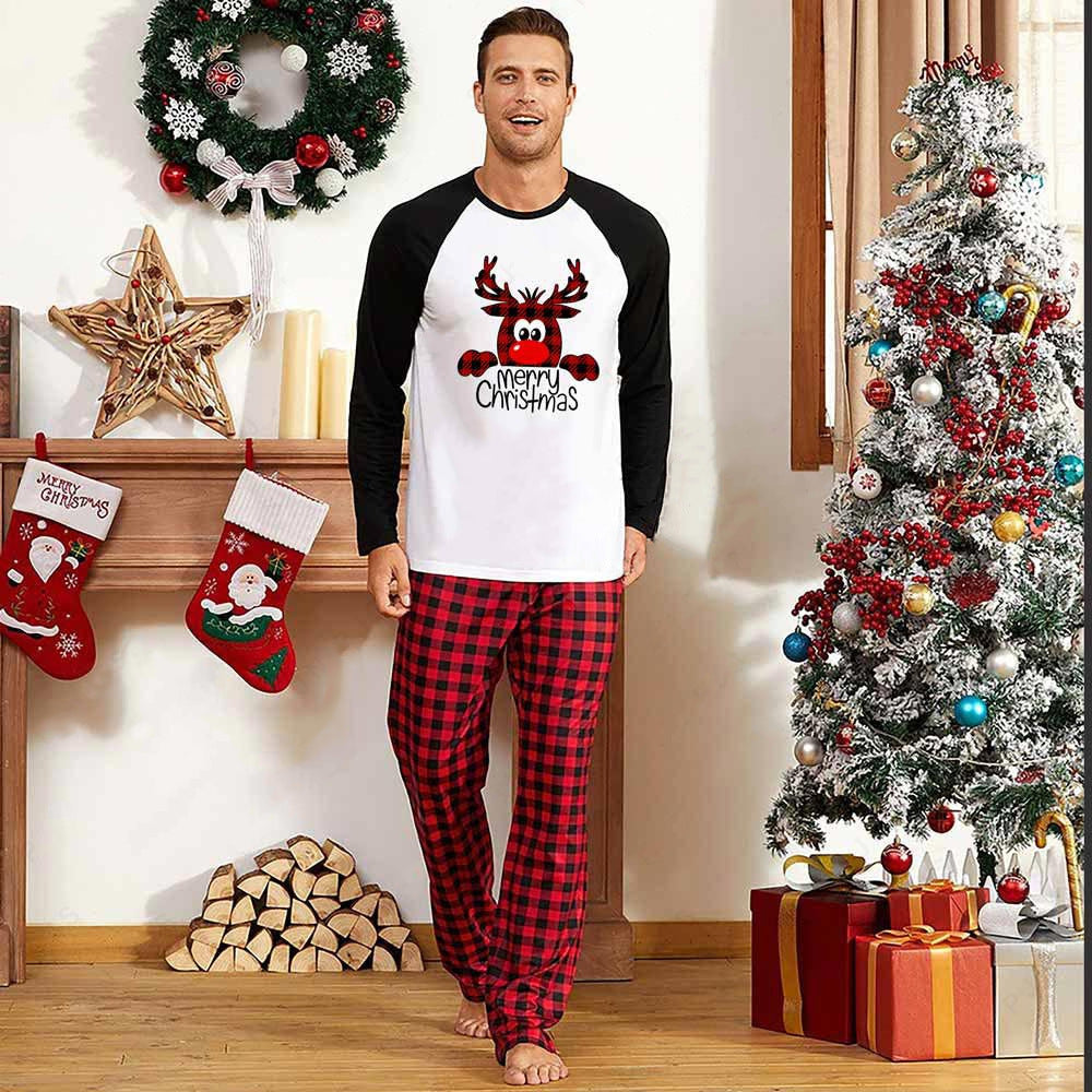 Pijamas de Navidad familiares conjuntos a juego ropa de dormir de Navidad traje de pijama para padres e hijos para fiesta de Navidad