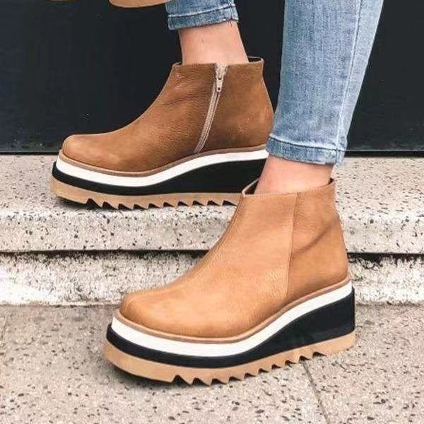 Platform Side Zipper Women's Shoes