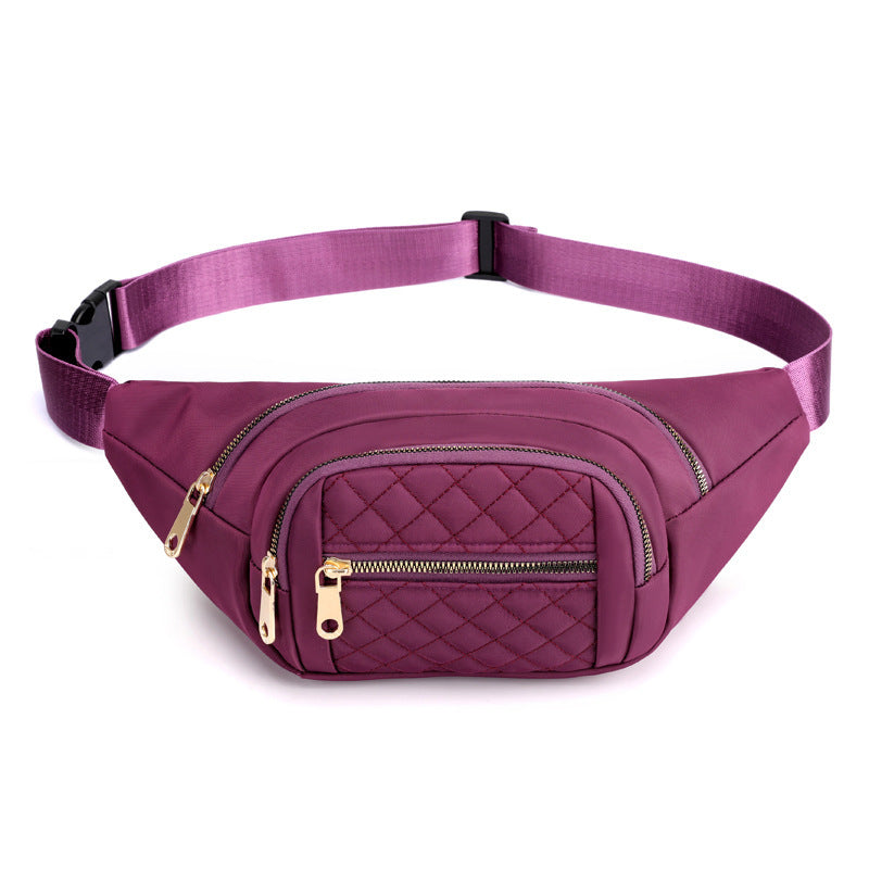 Bolso bandolera de nailon de color liso para mujer, bolso de cintura multifuncional