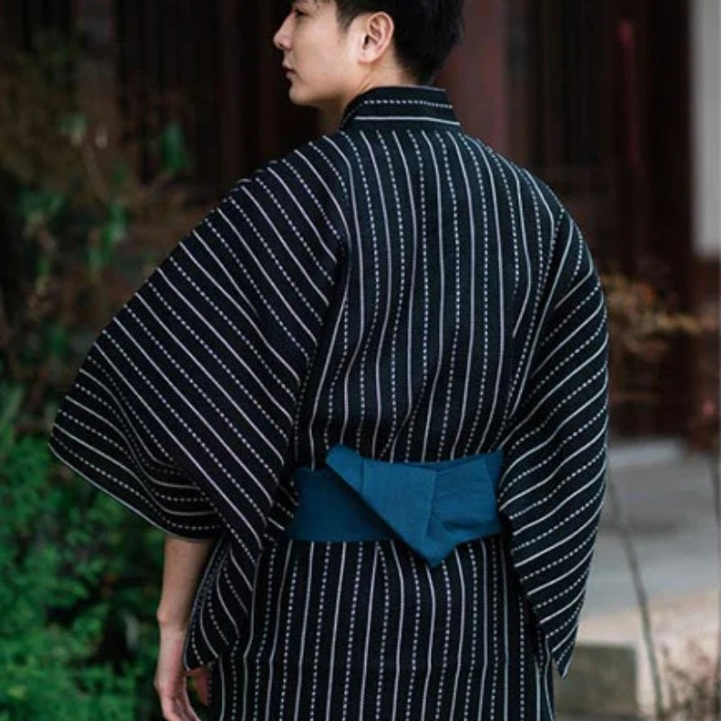 Men's Kimono Samurai Robe Bathrobe Japanese Style