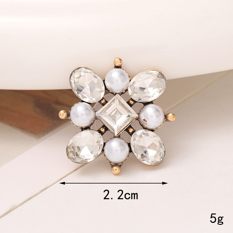 Jeans Button Hole Shoes Diy Accessories Bright Crystal Classic Style Ornament Accessories Upper Pearl Flower