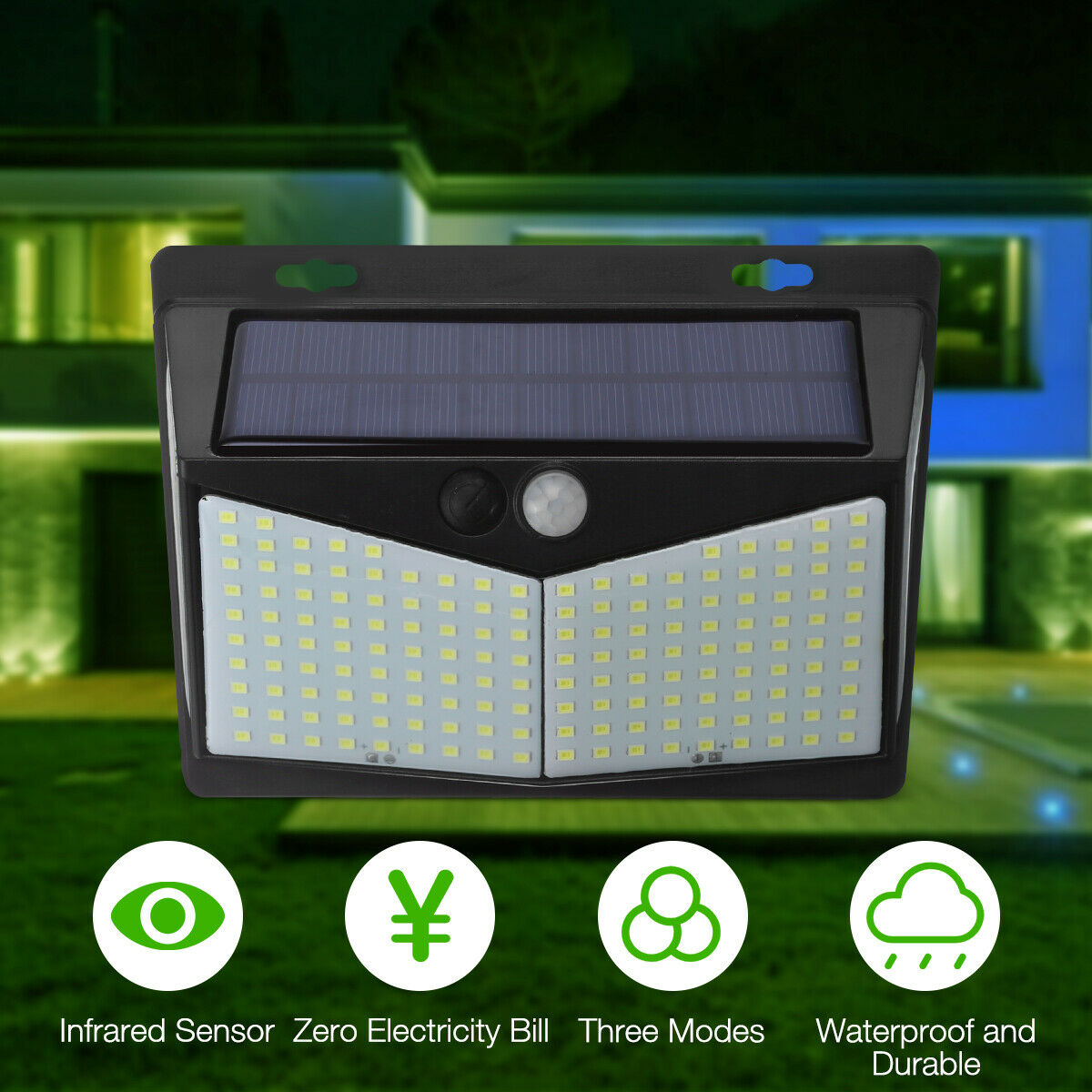 208 LED Solar Power Light Motion Sensor Outdoor Yard Garden Wall Lamp Waterproof