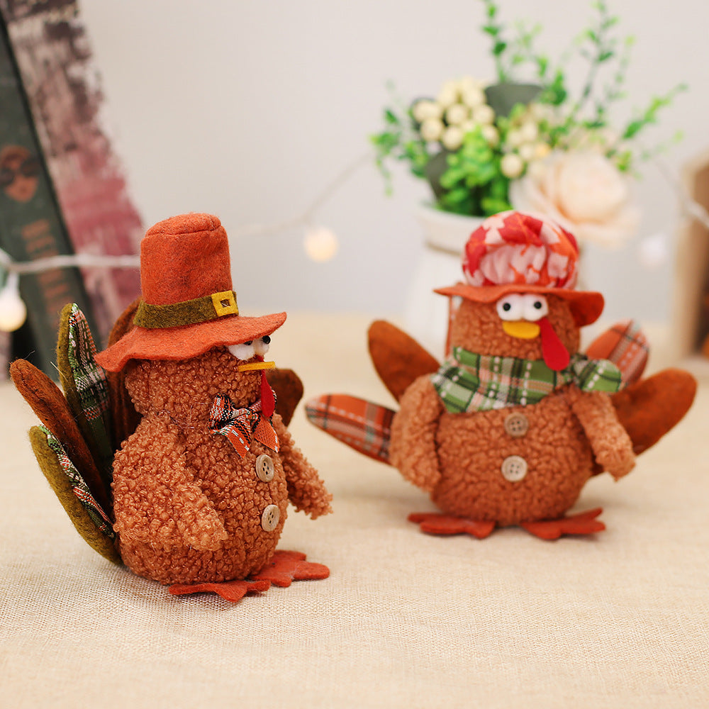 Thanksgiving Scene Decorations Light-emitting Turkey With Tail Doll Ornaments Kindergarten Gifts