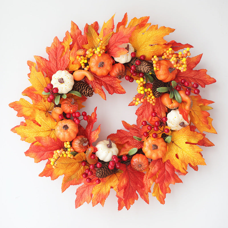 Pumpkin Berry Door Hanging Harvest Festival Vine Circle Thanksgiving Wreath