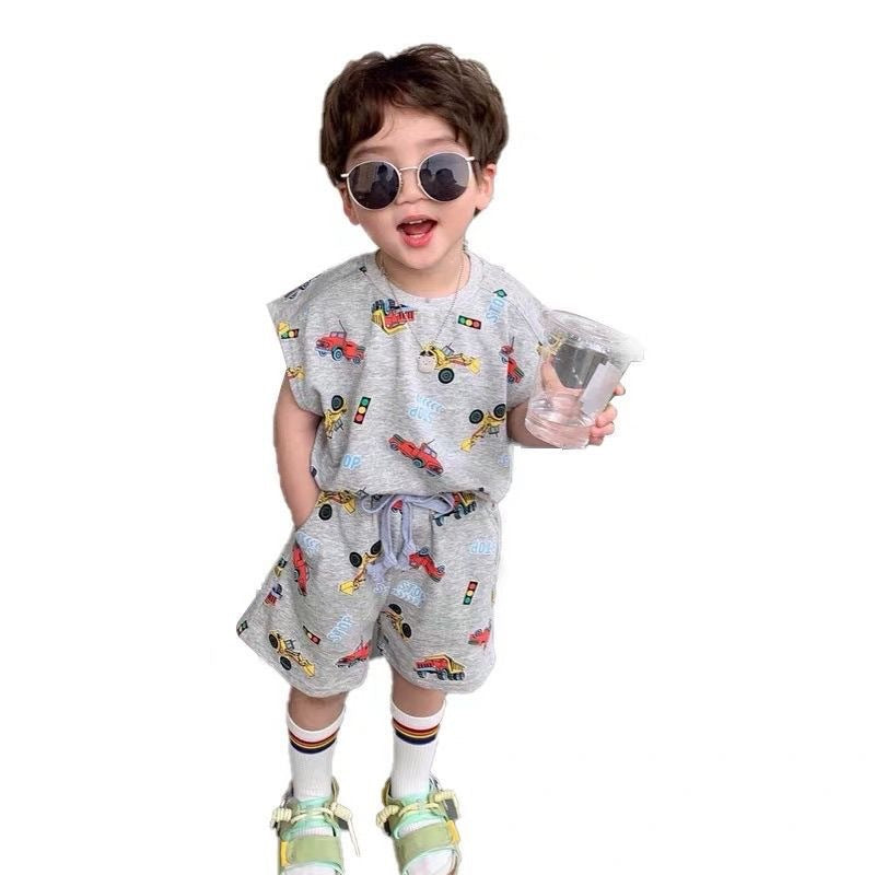 Summer Printed Children Cartoon Summer Short Sleeve T-shirt Shorts