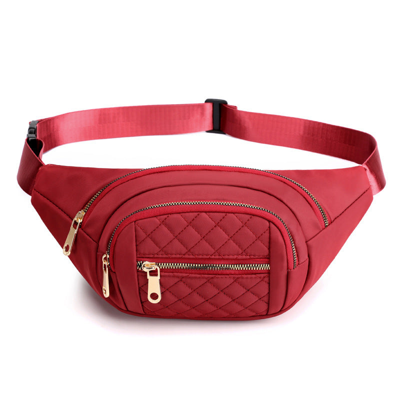 Bolso bandolera de nailon de color liso para mujer, bolso de cintura multifuncional