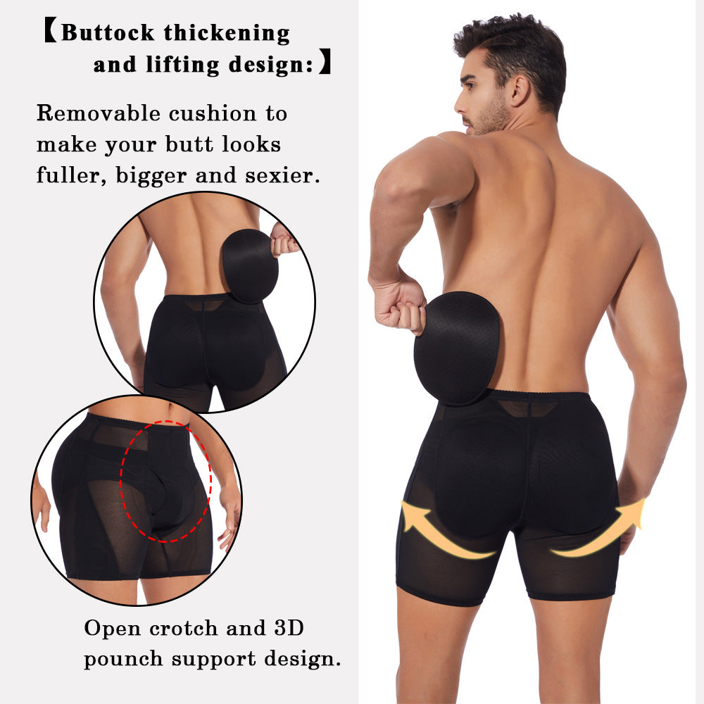 Men's Fake Butt Hip Lifting Underwear Thickened Sponge Mat Removable