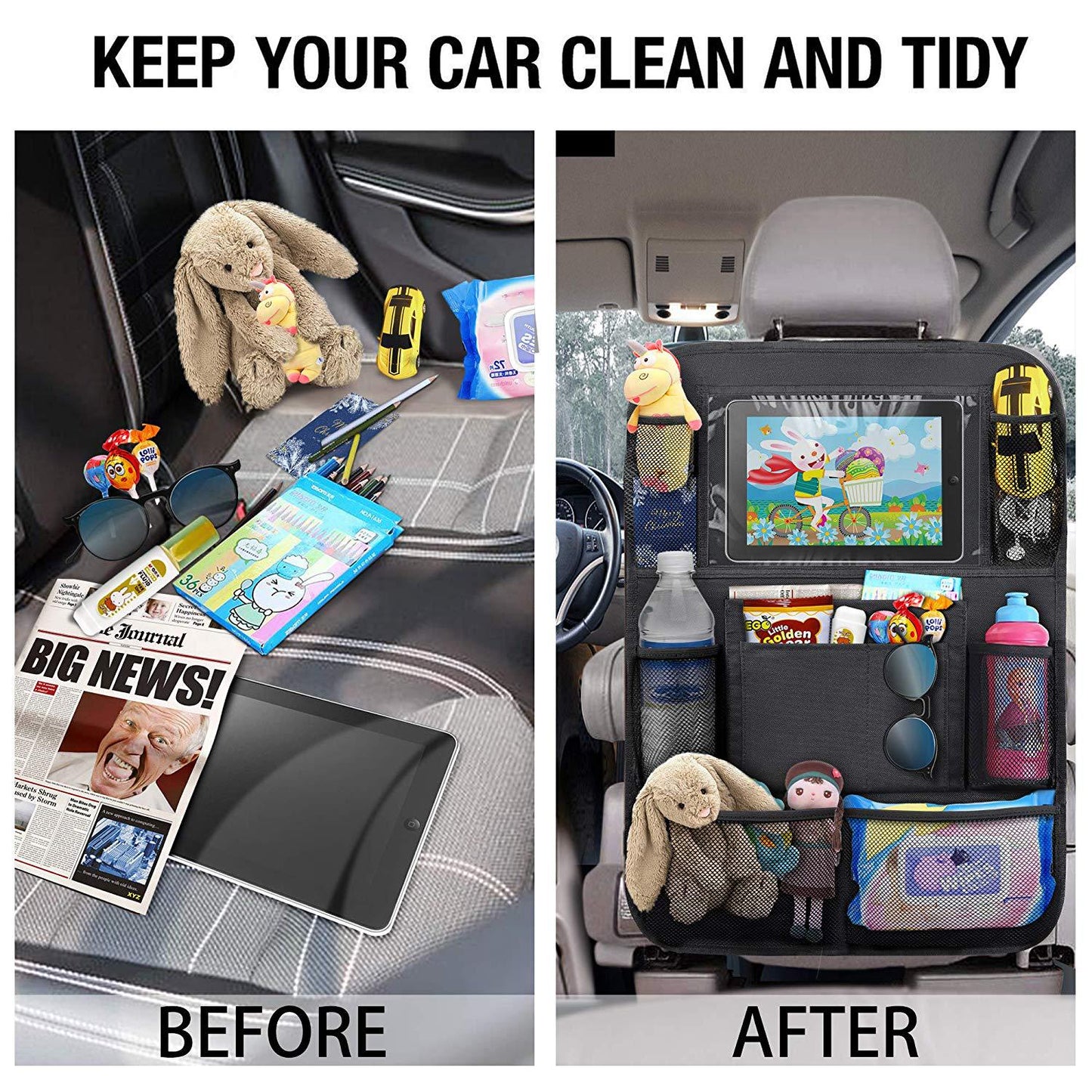 Child car seat back cover touch screen