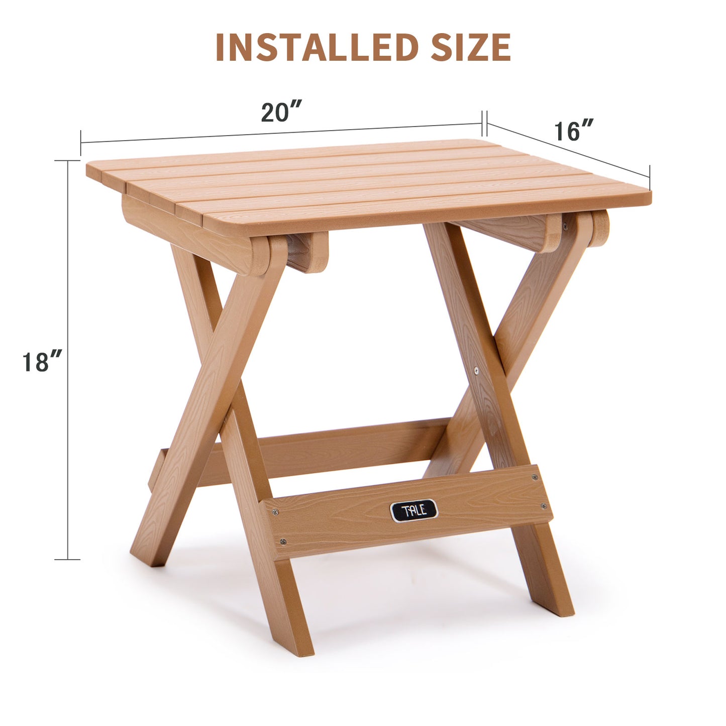 TALE Mesa auxiliar plegable portátil Adirondack, mesa cuadrada de madera de plástico resistente a todo clima y resistente a la decoloración, perfecta para jardín al aire libre, playa, camping, picnic, Ban Amazon