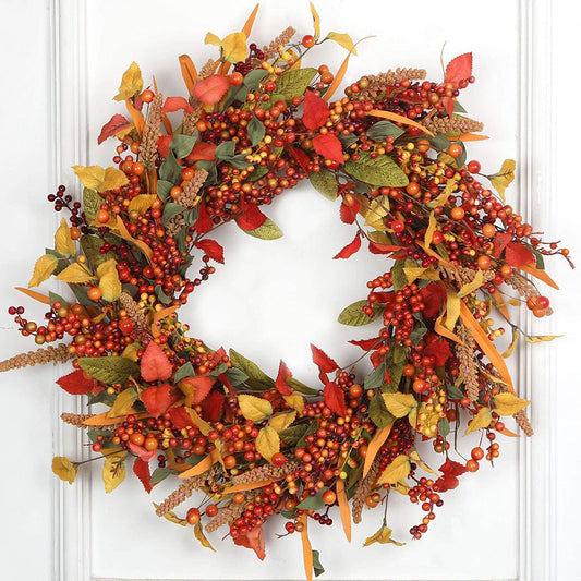 Autumn Vine Ring Garland Thanksgiving Halloween Home Door Decoration