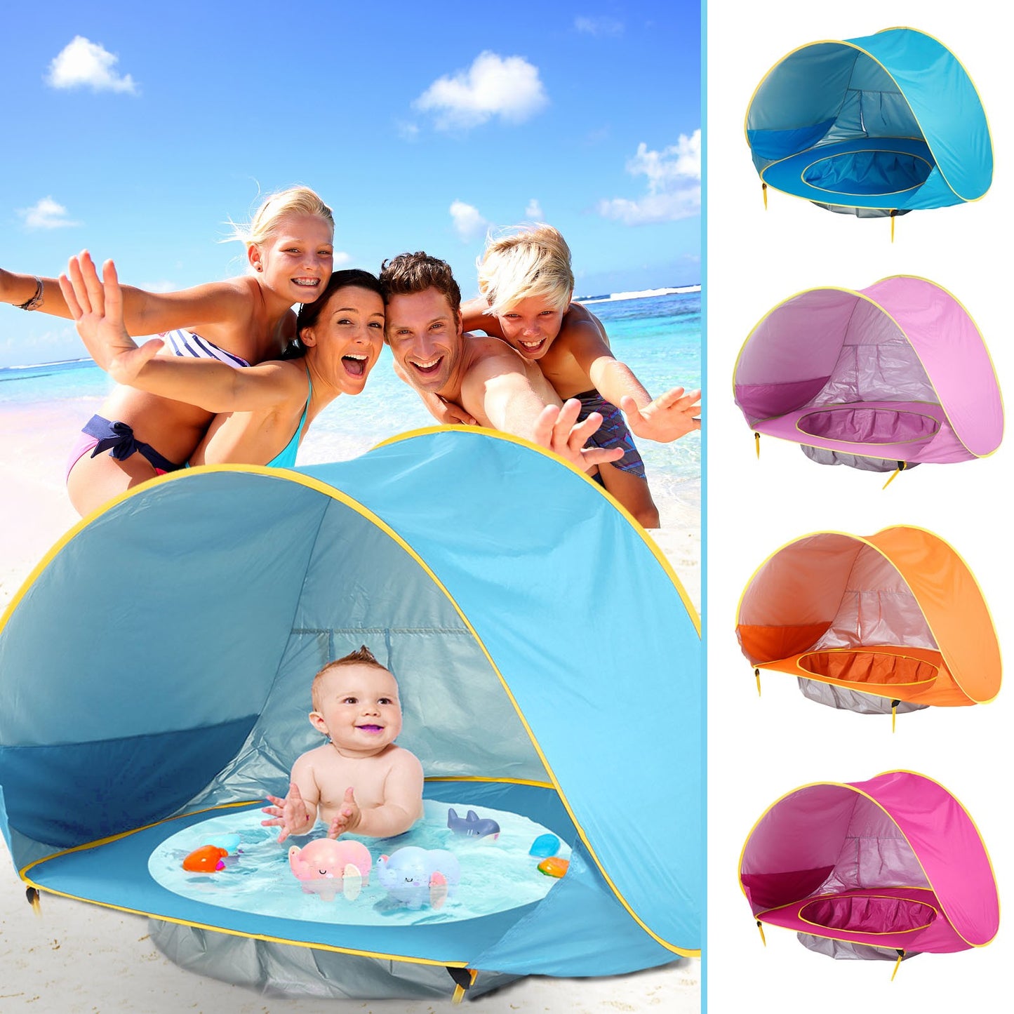 Tienda de campaña para la playa para bebé, piscina de sombra portátil, refugio solar con protección UV para niños, juguetes al aire libre, piscina para niños, tienda de campaña para jugar en casa, juguetes