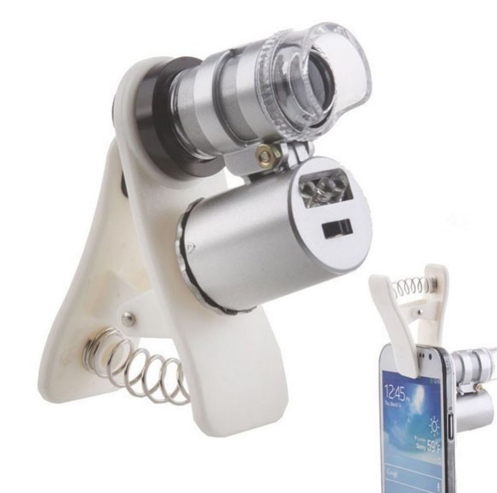 Compatible with Apple, 60X Universal Mobile Phone Microscope Macro Lens Optical Zoom Magnifier Micro Camera Clip LED Lenses For iPhone SE 5S 6S Plus