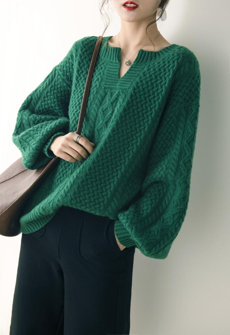 Emerald retro lazy sweater