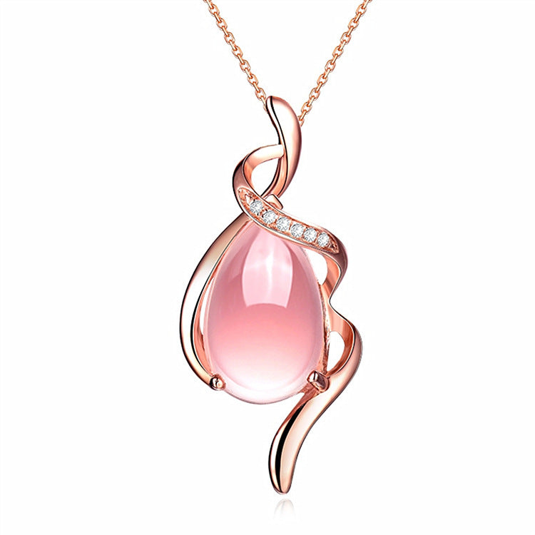 Silver Rose Gold Necklace Female Crystal Heart-shaped