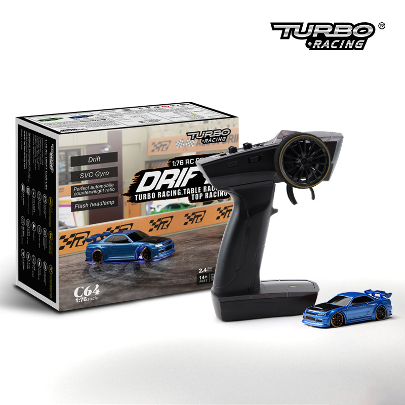 Turbo Racing 1vs76 C64 Drift RC Car con Gyro Radio, juguetes de Control remoto totalmente proporcional, Kit RTR para niños y adultos