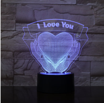 Regalo del día de San Valentín Manos sosteniendo amor Luz nocturna 3D