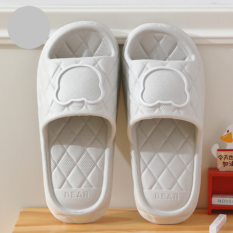 Zapatillas de oso con diseño de rombo para interior, suelas gruesas antideslizantes, zapatillas de baño para dormitorio y mujer, zapatos bonitos para casa