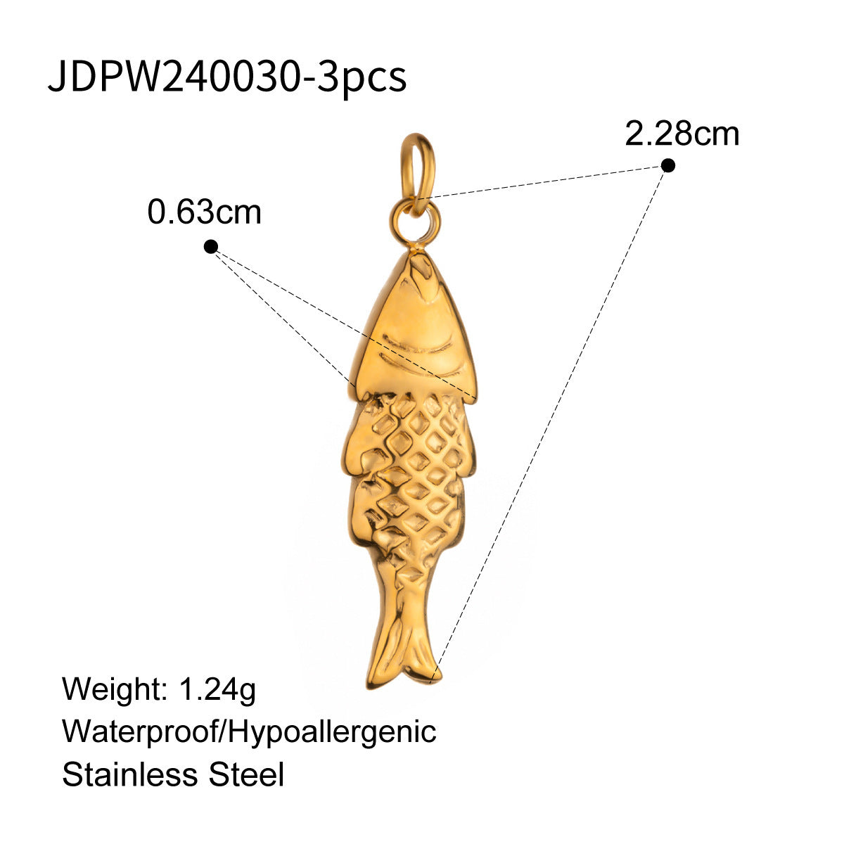 Stainless Steel Ocean 18K Gold Diy Necklace Pendant