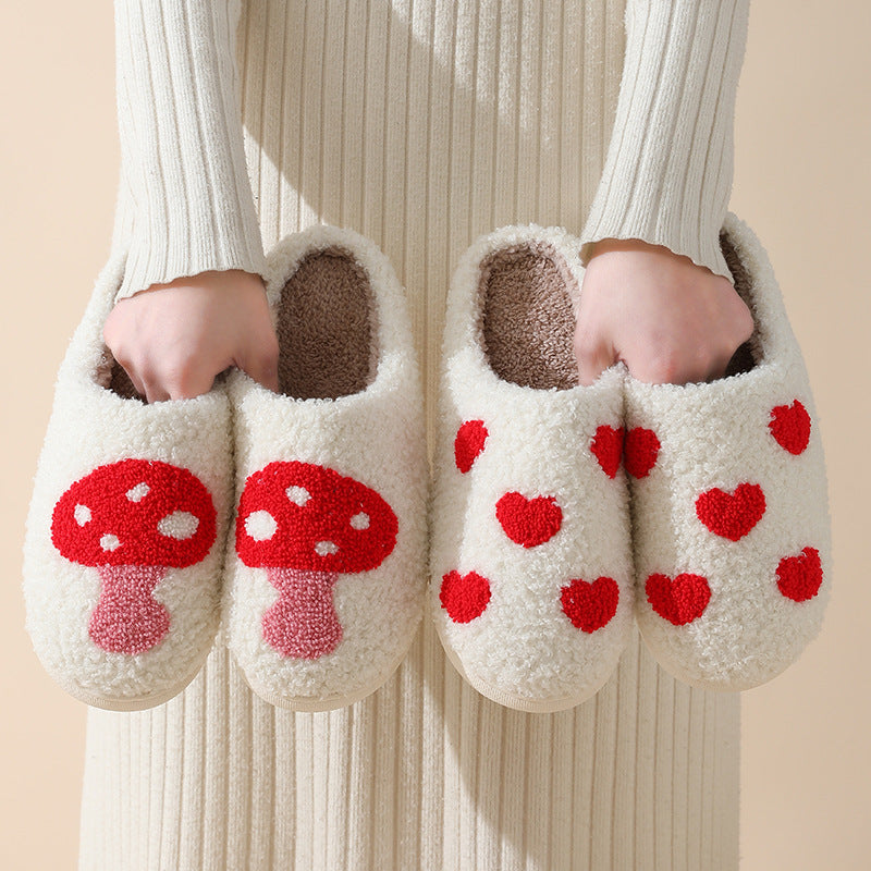 Zapatillas de casa de felpa estilo de amor de dibujos animados