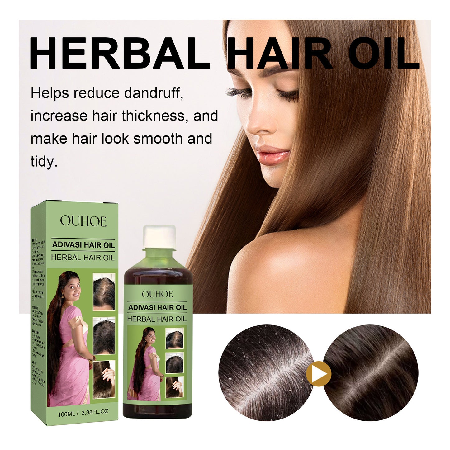 Herbal Dense Hair Oil Solid Anti-drop Strong Scalp Repair Soft And Smooth