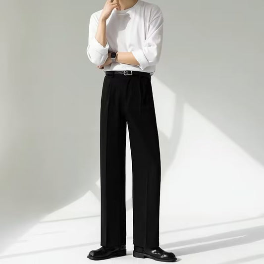 Draping Suit Pants Straight Non-ironing Loose Trousers