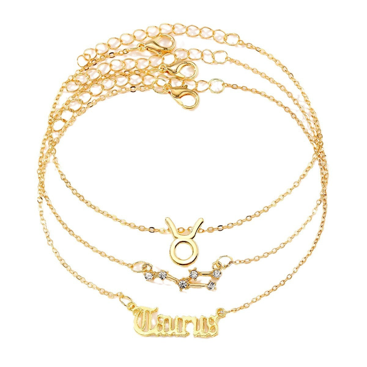 European And American 12 Constellation Alloy Anklet Women's Multi-layer Twelve Stars Gold