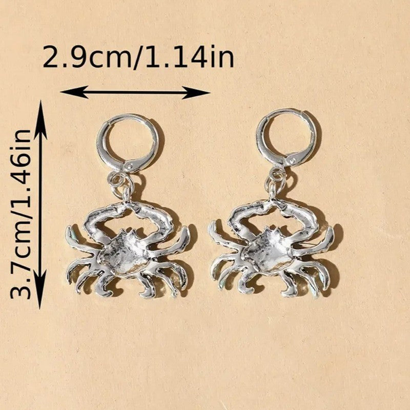 Women Earrings Elegant Crab Shape Earrings Glossy Metal Dangle Earring Crab Shape Drop Earring Party Hook Earrings Jewelry