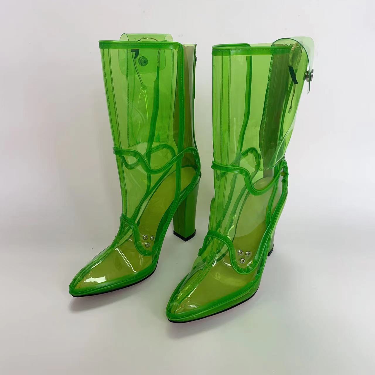 Botas transparentes con luz intermitente para PC a la moda para mujer