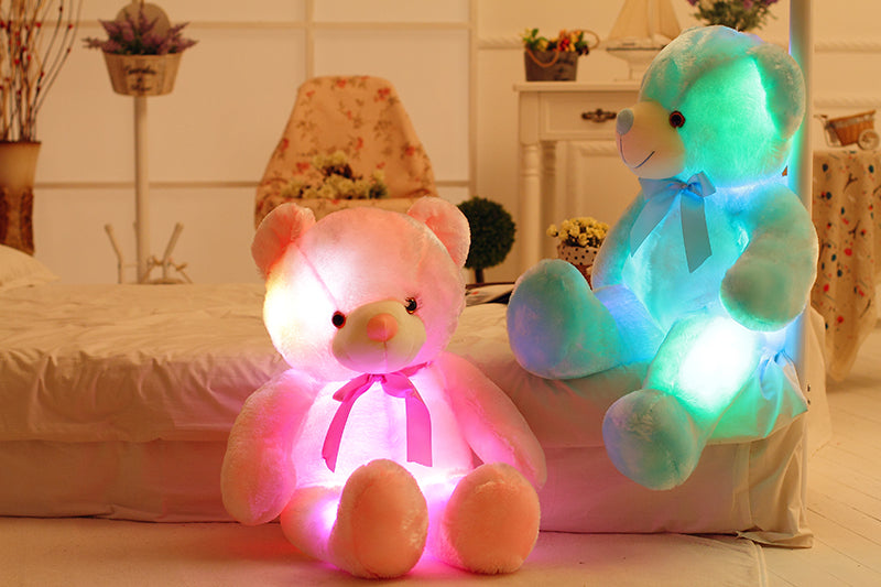 Oso de peluche con luz LED creativa, animales de peluche, juguete de peluche colorido brillante, regalo de Navidad para niños, almohada