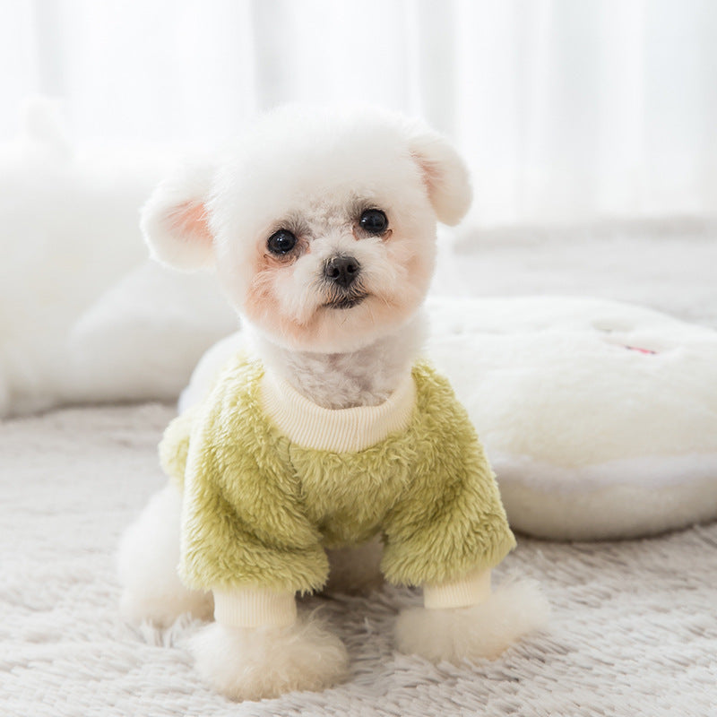 Coral fur warm in winter lovely dog Teddy clothes bear winter small dog cat feet autumn winter clothes