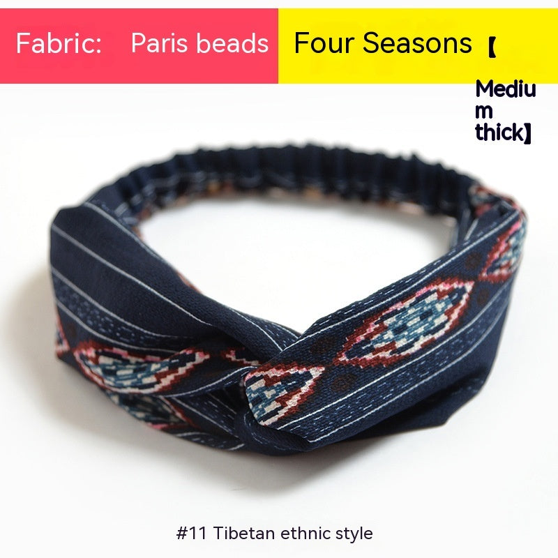 Bohemian Style Elastic Cross Chiffon Headband For Women