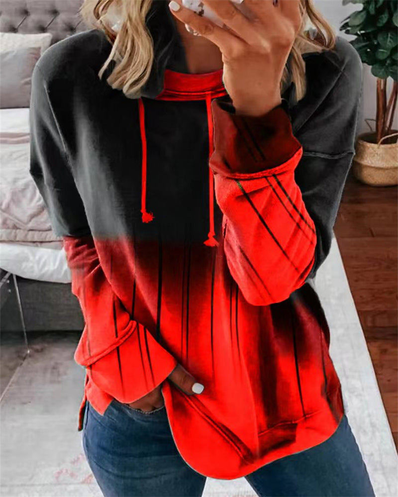 Round Neck Loose Gradient Printing Casual Sweatshirt