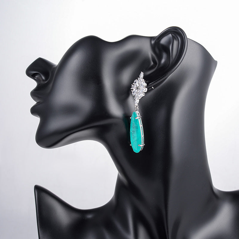 Exquisitely Inlaid Emerald Drop Earrings