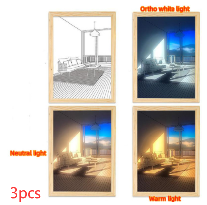 Imagen iluminada LED luz decorativa pintura cabecera imagen estilo creativo moderno simular sol dibujo noche luz regalo