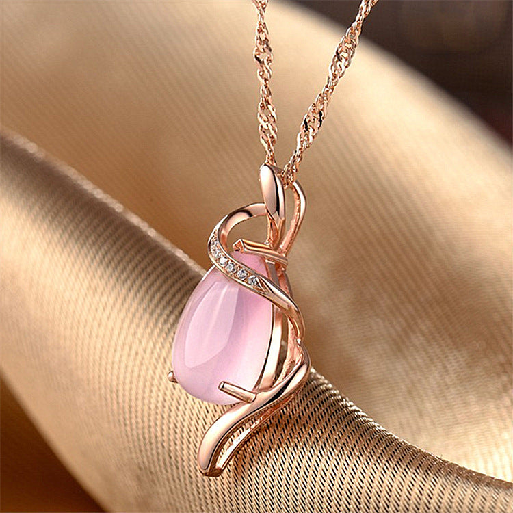 Silver Rose Gold Necklace Female Crystal Heart-shaped