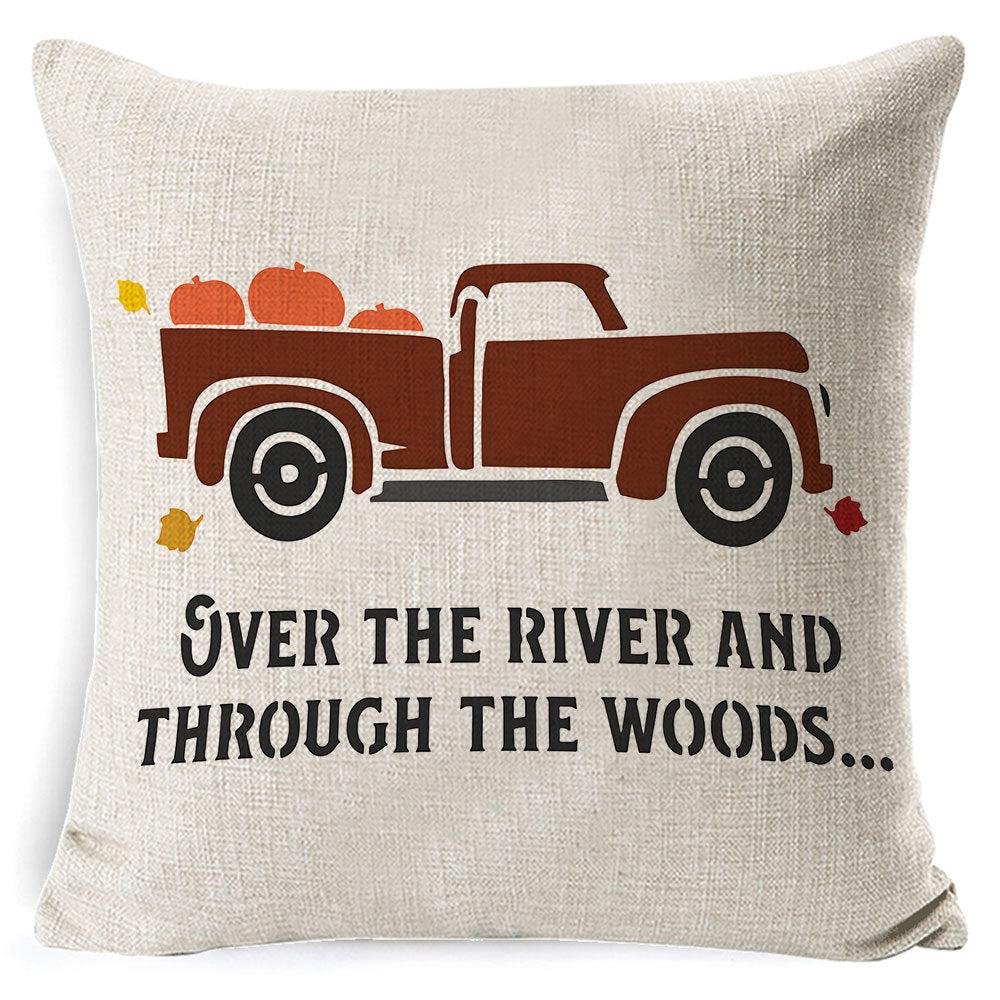 Thanksgiving pumpkin car sofa pillow