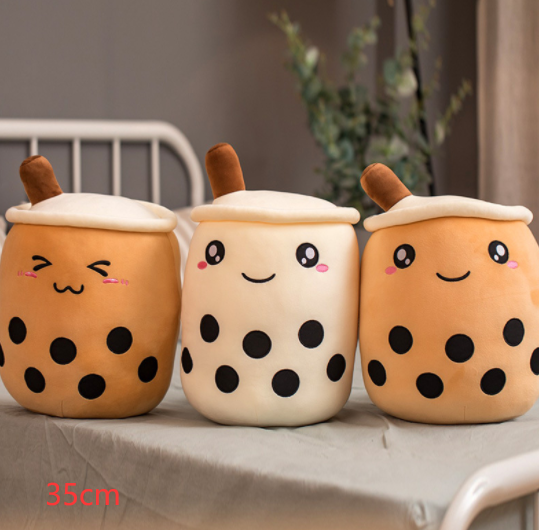 Bonita bebida de frutas de peluche, suave fresa, té de la leche, juguete de taza de té Boba, almohada de té de burbujas, cojín, regalo para niños