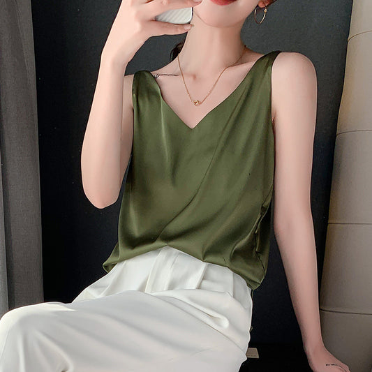 Camisole Women's Summer Inner Suit Silk Satin V-neck Top