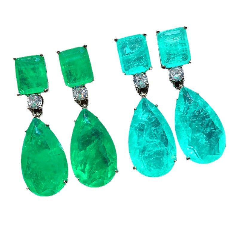 Pear Shaped Paraiba Earrings Emerald