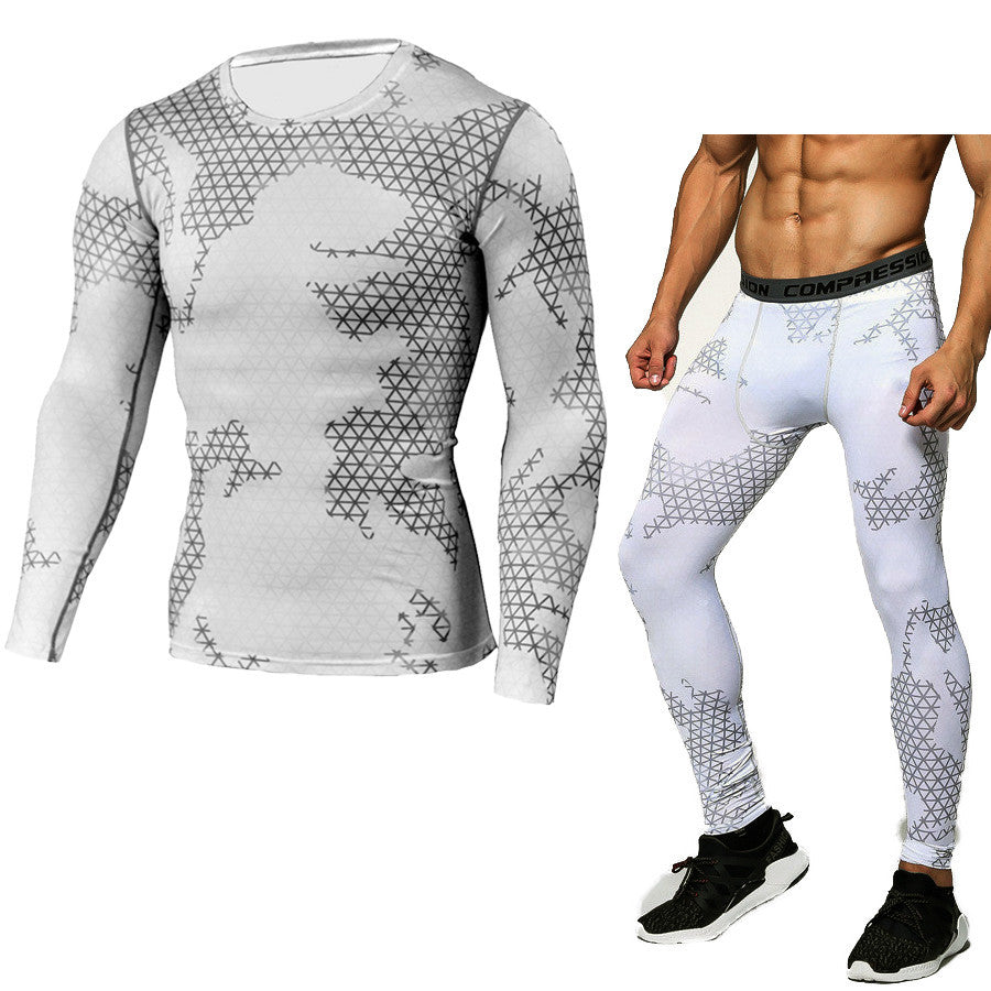 Camouflage Compression Baselayer Set Sports Compression Set Long Sleeve T-Shirt Tights Exercise Clothes Workout Bodysuit Fitness Suits For Men