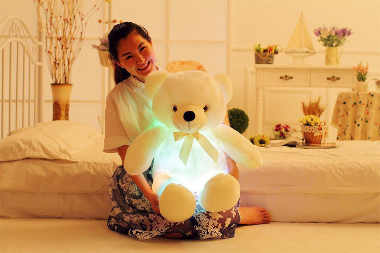 Oso de peluche con luz LED creativa, animales de peluche, juguete de peluche colorido brillante, regalo de Navidad para niños, almohada