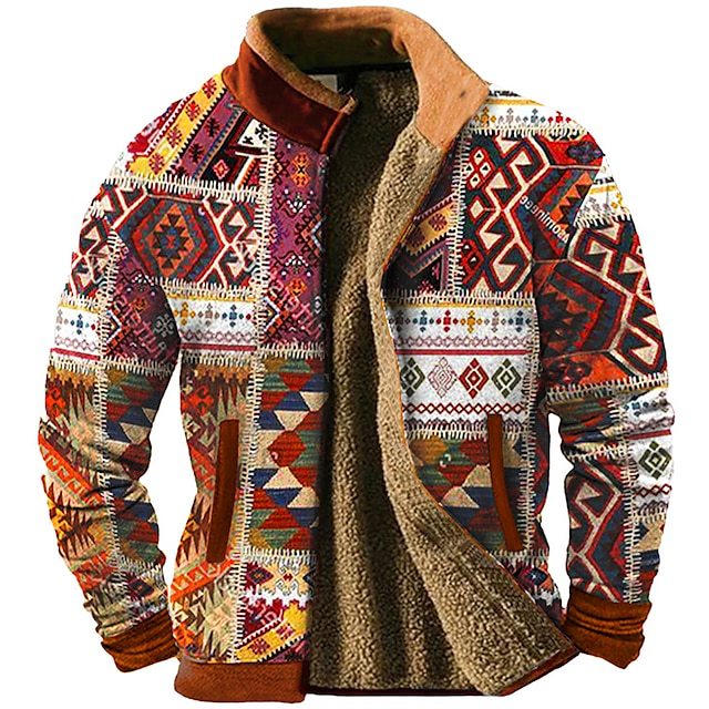 Chaqueta casual con estampado de patchwork de otoño e invierno con estampado 3d para hombres