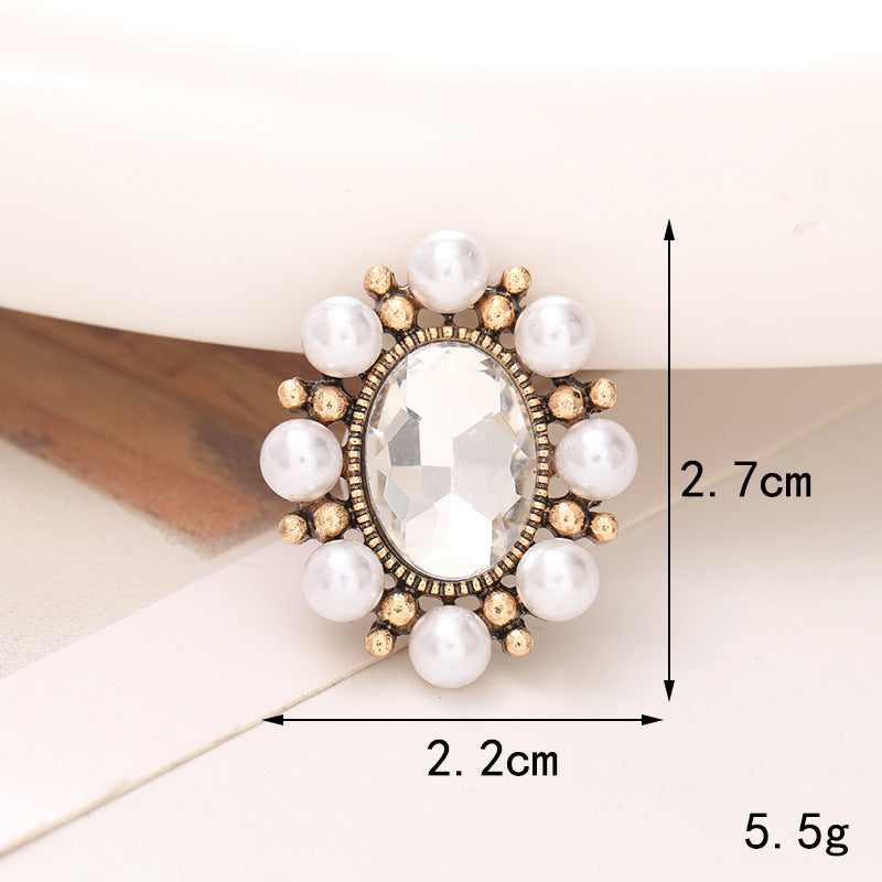 Jeans Button Hole Shoes Diy Accessories Bright Crystal Classic Style Ornament Accessories Upper Pearl Flower